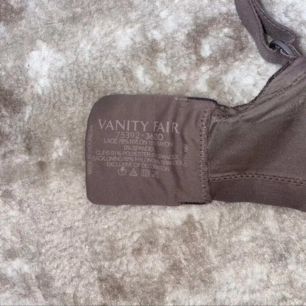 Vanity Fair steele gray lightly padded 36DD bra no underwire comfort stretch